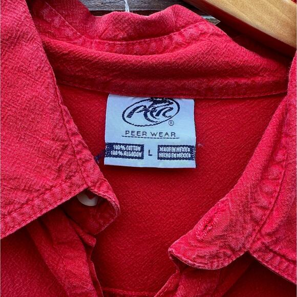 Vintage 90s Acapulco Mexico colorful fish Red Button Up Shirt Mens Size Large - Picture 4 of 6